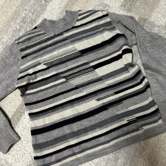 （何かと一緒で無料でお付け致します！）GRANDSEAM グレー　ボーダー柄 ニットセーター 長袖ます！　　　の画像