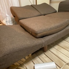 ニトリ？　ソファベッド　ブラウン　ファブリック　2人掛け　軽量　地域限定無料配送の画像