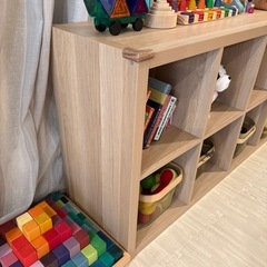 美品★ IKEA KALLAX シェルフユニット ホワイトステインオーク調の画像