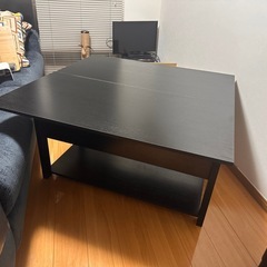 【収納大容量＆可動式】多機能ローテーブル（ブラック）の画像