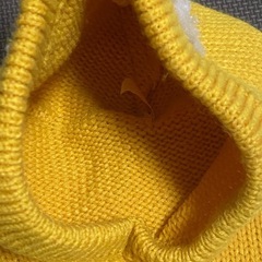 ■無料■ベビー　子供　耳付き黄色ニット帽/ひつじさん　マフラー　防寒具　ふわふわ　フードの画像