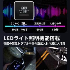 【新品】自転車 電動空気入れ 6000mAh大容量 最大圧力150PSI 自動停止の画像