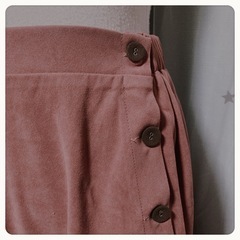 ꒰merlot꒱夢可愛い スカラップ スウェード調 ロングスカート ピンク赤系の画像