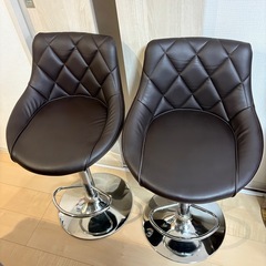  ✨美品✨ダークブラウン昇降チェア 2脚セット／スタイリッシュ＆高級感ありの画像