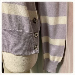 ꒰GU꒱ラベンダーカラー ボーダー 長袖 薄手春ニット 紫系 トップスの画像