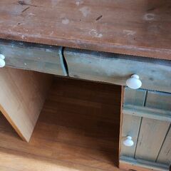 食器棚＆鏡台　グリーン　2点セットの画像