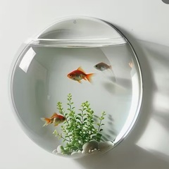 壁掛け水耕栽培ポット 透明 丸型花瓶 屋内 屋外 ガーデニング グリーンプランツ 小型水槽  壁装飾 透明花瓶 軽量の画像