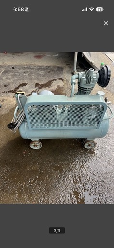 HITACHI エアーコンプレッサー 0.75kw 三相200V 動作確認済み◆