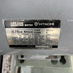 HITACHI エアーコンプレッサー 0.75kw 三相200V 動作確認済み◆の画像