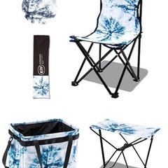 中古　ポップアップサンシェード等レジャーセット（テント/レジャーシート/折りたたみチェア/スツール/ストレージボックス）の画像