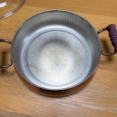 浅型両手鍋　アルミ？雪平鍋　1回のみ使用の画像