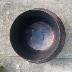 大きい羽釜　直径45cm　深さ38cm　木製フタ付き　古いですが問題なく使えます！の画像