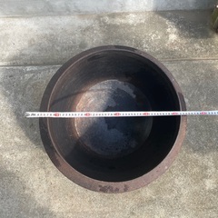 大きい羽釜　直径45cm　深さ38cm　木製フタ付き　古いですが問題なく使えます！の画像