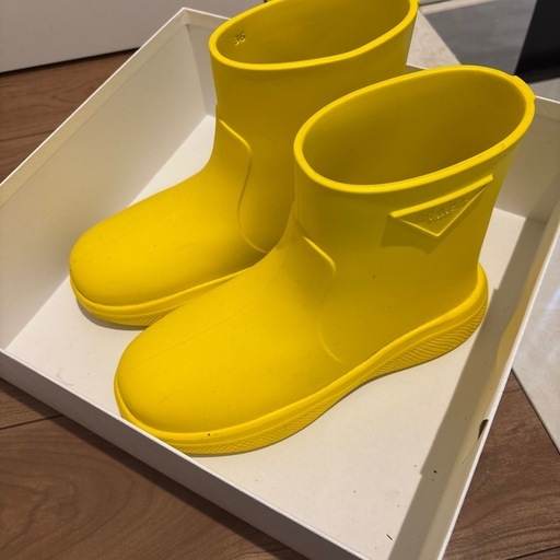 PRADA プラダ ラバーブーツ 黄色36(23〜23.5)レインブーツ