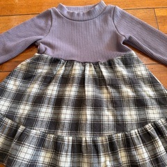 バースデーニットチェックワンピース90の画像