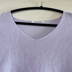 薄手の紫色ニット　Lサイズの画像