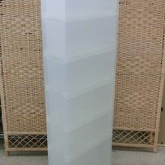 無印良品 ポリプロピレン 収納ストッカー 6段 幅18奥行40高さ141 キャスター付 引き出し1か所ワレあり スリムストッカー プラ キッチン サニタリー MUJI 札幌 西野店の画像