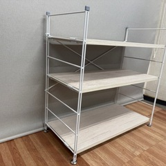 3段　ウッドシェルフ　収納ラックの画像