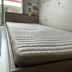 シングルローベッド（シャビーグレー）マットレス・宮付きの画像