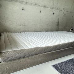 シングルローベッド（シャビーグレー）マットレス・宮付きの画像