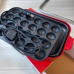 【ほぼ新品】BRUNO／ホットプレート&たこ焼き器（赤）の画像
