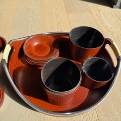 茶器セット 茶托 茶こぼし 茶筒 茶こし受け　お盆 日本茶器セットの画像