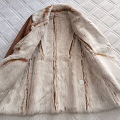★新品 フェイクムートンコートジャケット 毛皮調ファー・インナー ハーフコート Mサイズ キャメル色の画像