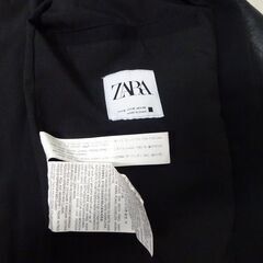 ( M-1017 )ZARA ザラ ノーカラージャケット フェイクレザー ブラック 黒 USA S レディース おしゃれ カッコイイ 中古の画像