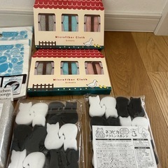 新品未開封☆お掃除セット17点★ネコピカメラミンスポンジ電 ・野菜保存袋・マイクロファイバークロスなどなどの画像