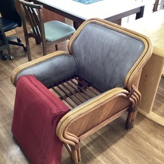 ラタンアームチェアー　（2脚セット）【町田市再生家具】　252233の画像