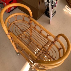 美原店 ラタン 籐 キャスター付き ランドリー　ラックの画像