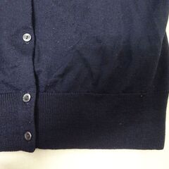( M-1018 )UNIQLO ユニクロ エクストラファインメリノクルーネックカーディガン（長袖） レディース Lサイズ ネイビー 紺色 251-428858  中古の画像