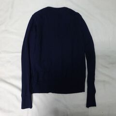 ( M-1018 )UNIQLO ユニクロ エクストラファインメリノクルーネックカーディガン（長袖） レディース Lサイズ ネイビー 紺色 251-428858  中古の画像