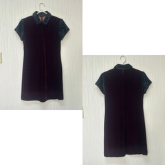 美品 B donna（ビドンナ）ベロア 半袖 ワンピース ボルドー レディース Mサイズ相当 着丈90cmの画像