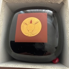漆　シュガーポット　黒　玉うさぎの画像