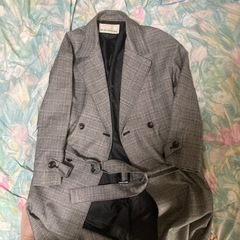 チェックの秋コートロングの画像