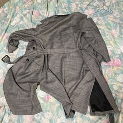 チェックの秋コートロングの画像