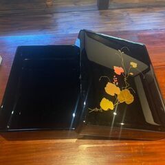 美しい漆塗文箱 金蒔絵螺鈿細工 箱つきの画像