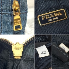 【極美品】PRADA プラダ デニム ポーチ 三角ロゴ 小物入れの画像