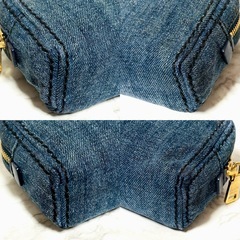 【極美品】PRADA プラダ デニム ポーチ 三角ロゴ 小物入れの画像