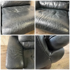 本革 ソファ ブラック 黒 リビング家具 レザー モノトーンの画像