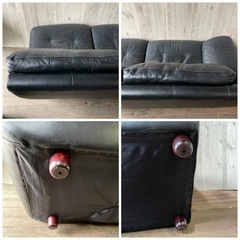 本革 ソファ ブラック 黒 リビング家具 レザー モノトーンの画像