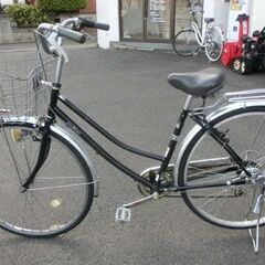 自転車 27インチ 6段変速 シルバー×黒 かご 鍵 ライト 6段切り替え シティサイクル ママチャリ 札幌 西野店の画像