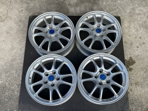 1029-6)ブリヂストン16インチアルミ中古4本セット！6.5J-16+39 TOYOTA車 平面座