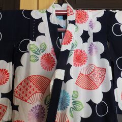 子供浴衣★注染★向日葵と扇★size１２５の画像