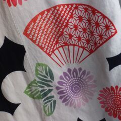 子供浴衣★注染★向日葵と扇★size１２５の画像