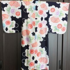 子供浴衣★注染★向日葵と扇★size１２５の画像