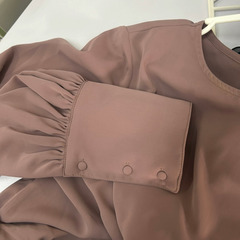 美品 SHEIN シーイン ブラウス パープル Mサイズ ロングカフス 長袖 オフィス シンプル 上品 きれいめの画像