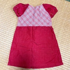 ムージョンジョン キッズ チェック 赤 ワンピース 100の画像