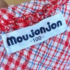 ムージョンジョン キッズ チェック 赤 ワンピース 100の画像